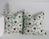 20x20 or 22x22 Pillow Covers - Modern Flowers - Village Blue Pair