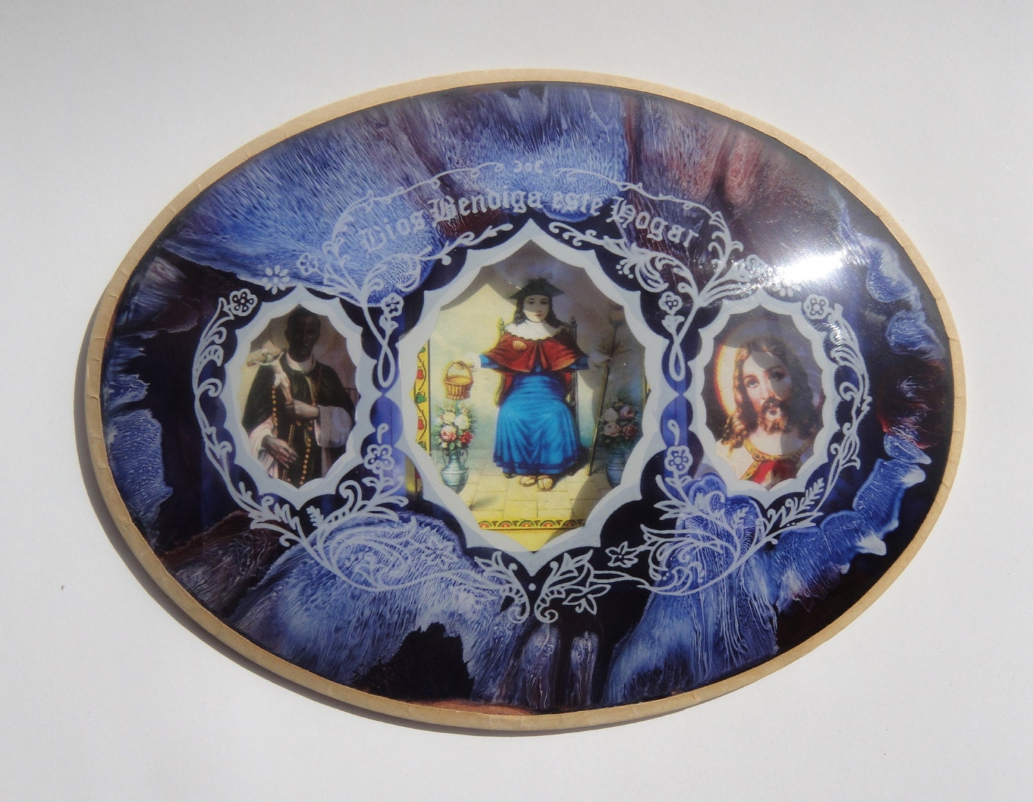 Catholic, Dios Bendice Este Hogar, Domed Bubble Glass, Religious Icon, Jacarte