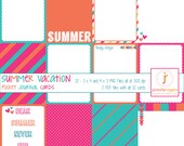 32 Cute Instant Download Printable Digital Pocket Journaling Scrapbook Cards, Summer Vacation, Project Life Inspired, Royalty Free