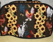 Quilted Toaster Cover - Large Toaster Cover - Kitchen Accessory Cover - Roosters and Sunflowers - Rooster Toaster Cozy