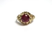 14k Yellow Gold Synthetic Ruby Ring Size 6