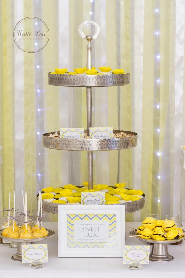 Printable YELLOW and SILVER CHEVRON Welcome / Buffet Sign