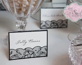 Printable BLACK LACE Wedding Tent Labels or Place Cards