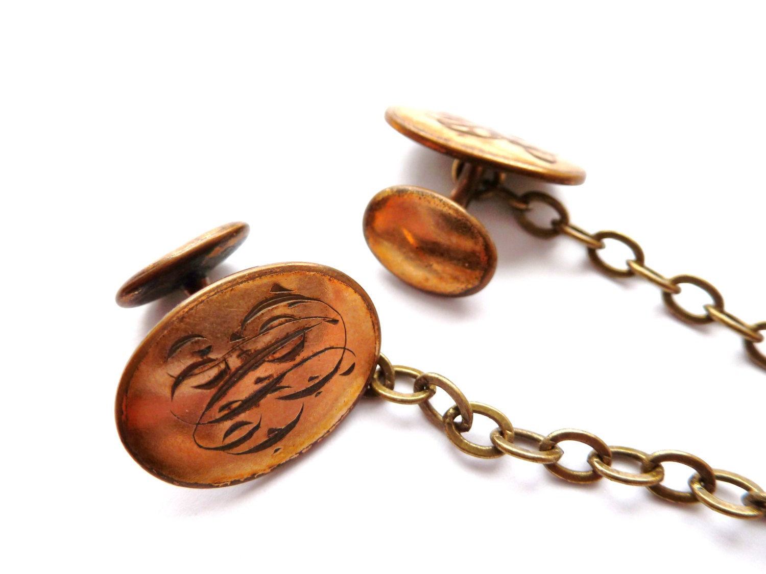 Antique Engraved Cuff Links Necklace