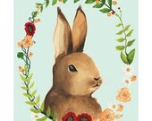 Bunny Blue Illustration - Archival Print 8x11