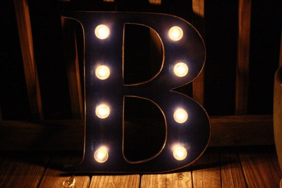 18" Wood letter  light, distressed, wedding decor, vintage chic, home decor