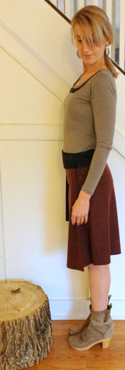 Luxe Ultrasuede Wrap Skirt Maroon Color S/M  M/L