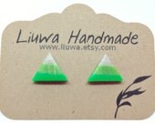 Triangle Earrings, Stonework & Greenery Triangle Clay Post Earrings, Surgical Stainless Steel Posts
