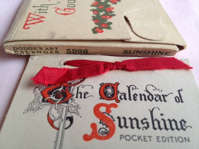 1916 pocket calendar - The Calendar of Sunshine - great vintage holiday ephemera with inspirational quote