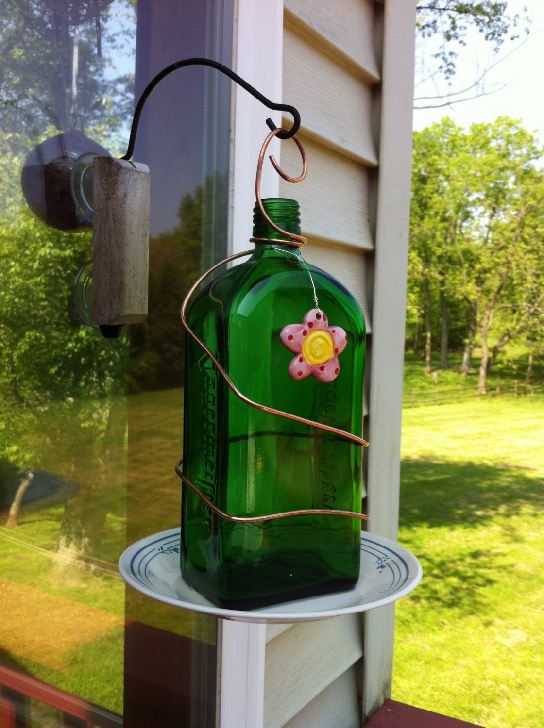 Recycled Yager Bottle Bird Feeded