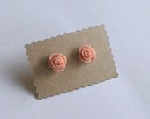 pastel pink vintage style rose stud earrings