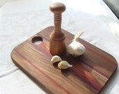Garlic crusher - pear wood - handmade unique garlic press