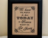 8 x 10 SIGN We Know You Would Be Here Today - Loved Ones / In Memory Of - Wedding Sign - Single Sheet (Style: HEAVEN)