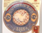 Adhesive Clock Face, Collage, Scrapbooking, Lizzie's Eggs, Chicken Feedsack Sticker - Brand New