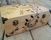 Wooden Woodburned Dragonfly Box