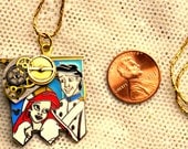 Disney Steampunk Inspired Handmade Little Mermaid Princess Ariel Prince Eric Wedding Necklace Pendant
