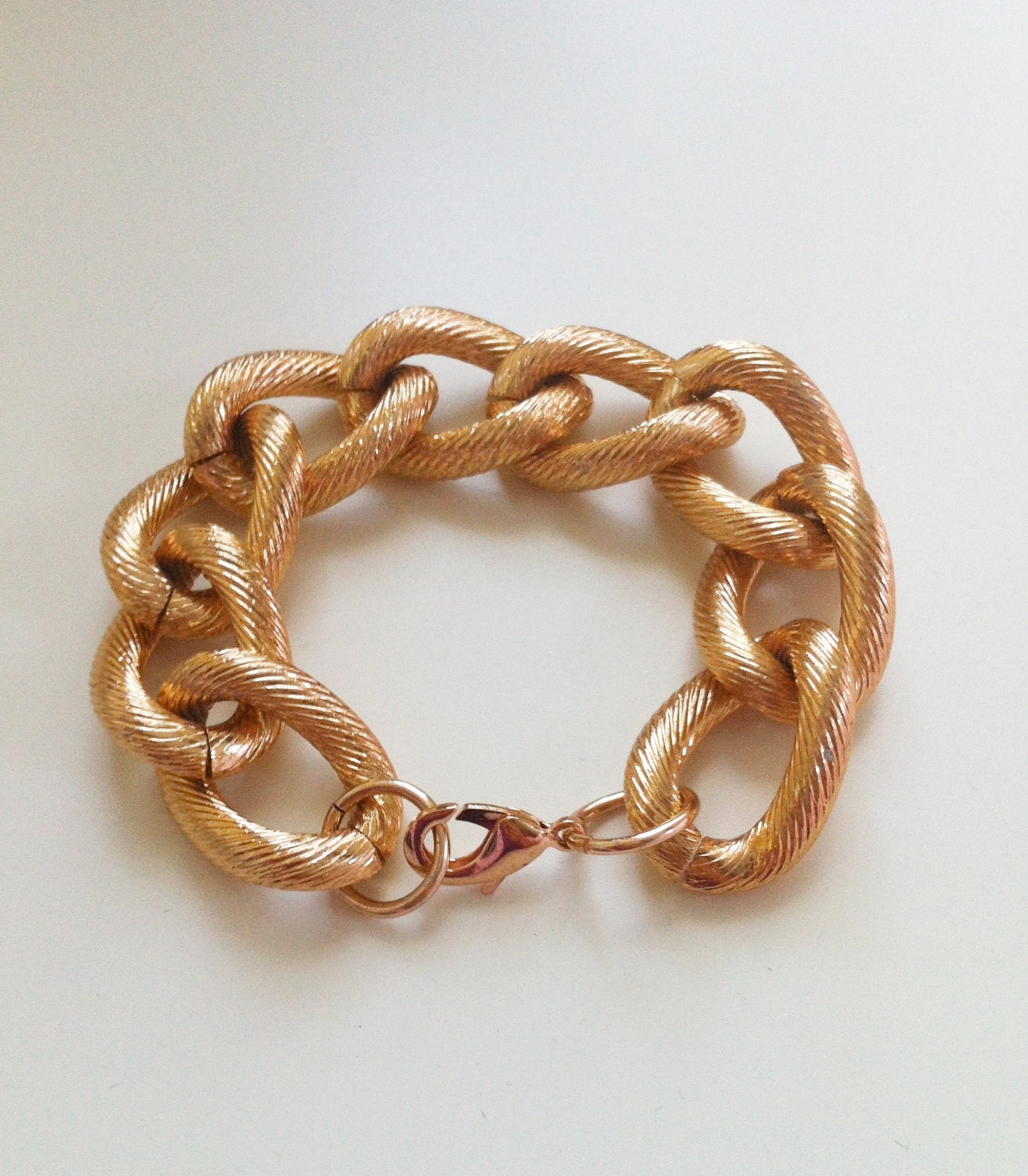 Oversized Twisted Rose Gold Chain Bracelet