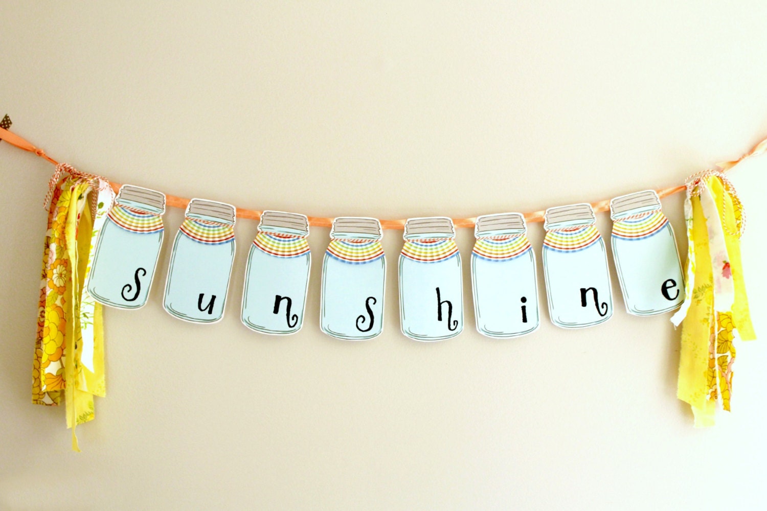 mason jar garland - party garland - room decor - sunshine