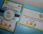 Safari/Jungle Adventure Party Collection Invitation including welcome tag... blue/green/yellow/orange/brown