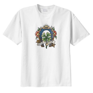 Good Luck Shamrock Horseshoe New T Shirt, S M L XL 2X 3X 4X 5X