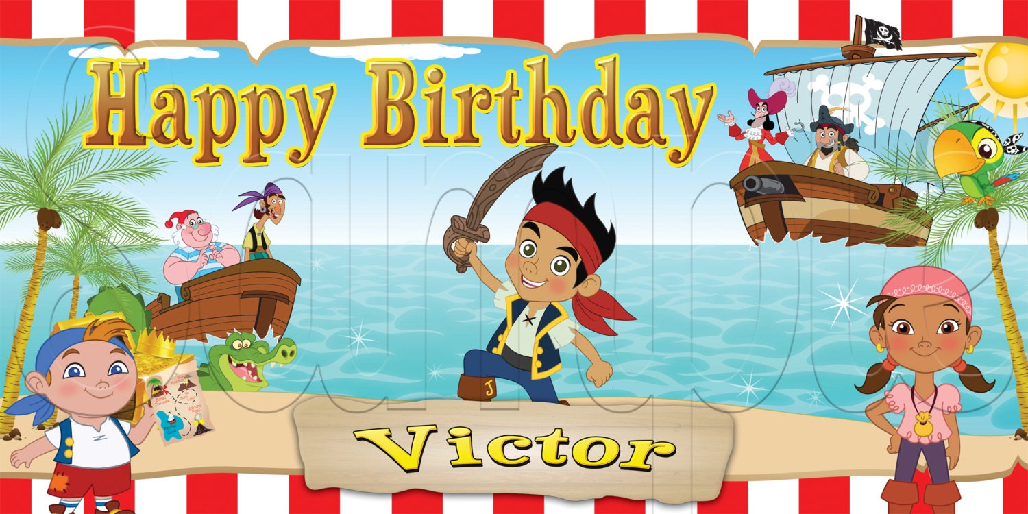 Jake and the Neverland Pirates - Personalized Custom Vinyl Birthday Banner