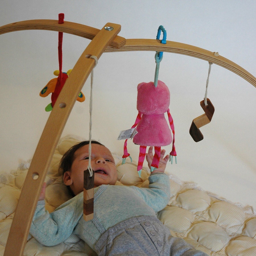 Wooden baby gym for hanging baby mobiles
