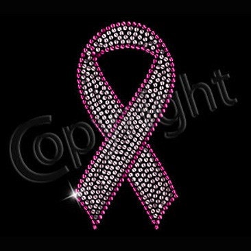 Breast Cancer Awareness - Short Sleeve - Ladies - Pink Ribbon Rhinestones