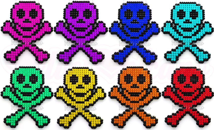 Jolly Roger Skull & Crossbones Necklace - You Choose Your Colours - Crystal Encrusted - Pirate - Psychobilly - Halloween