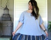 Funky Country Tunic Boho dress upcycled clothing  Eco Tshirt dress Tattered top L XL 1X 2X Rustic comfy casual Tunic oversized Urban cowgirl