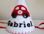 Personalized Felt Part Hat with Red Car