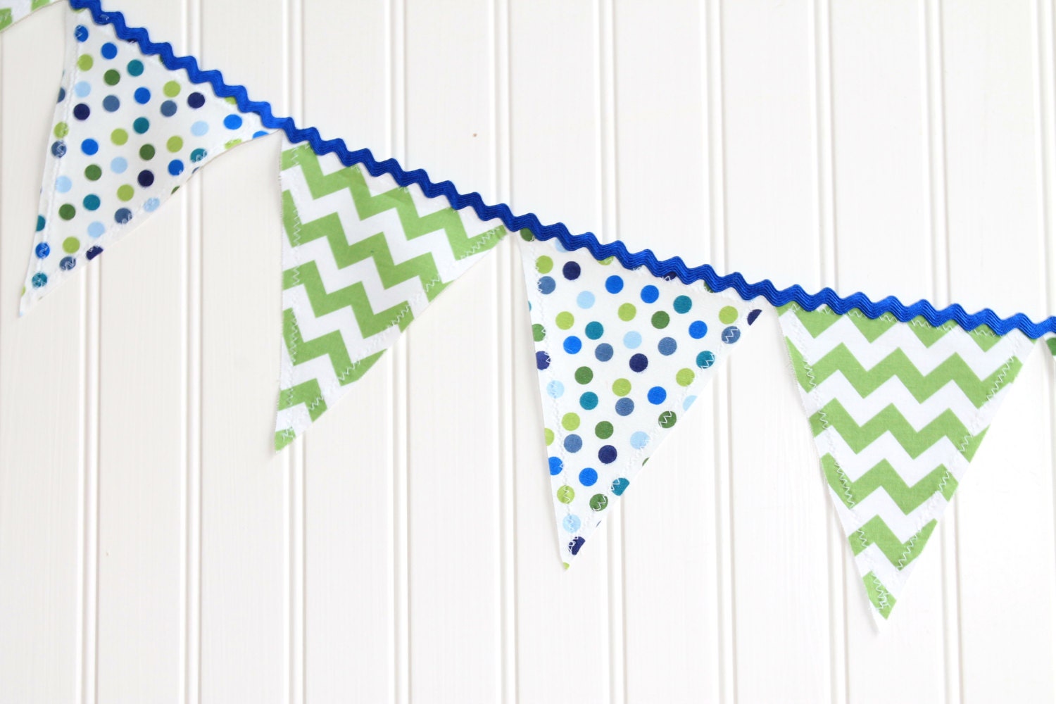 Blue and Green Fabric Pennant Banner