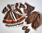 Baby Apron Dress With Bonnet Bloomers and Shoes Size Preemie Newborn Reborn
