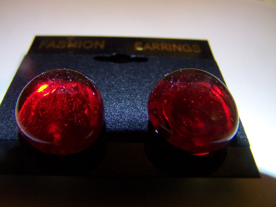 Clip on Earrings, Ski-Blue, Ruby Red, White, and Emerald Green, soft sponge back