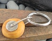 Key chain, Handmade, Dyed Bone, Gold Color, Sterling Silver, Rustic, Men, Women