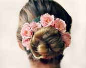 The Rose - Romantic Pink Bun Belt, flower crown for your hair bun