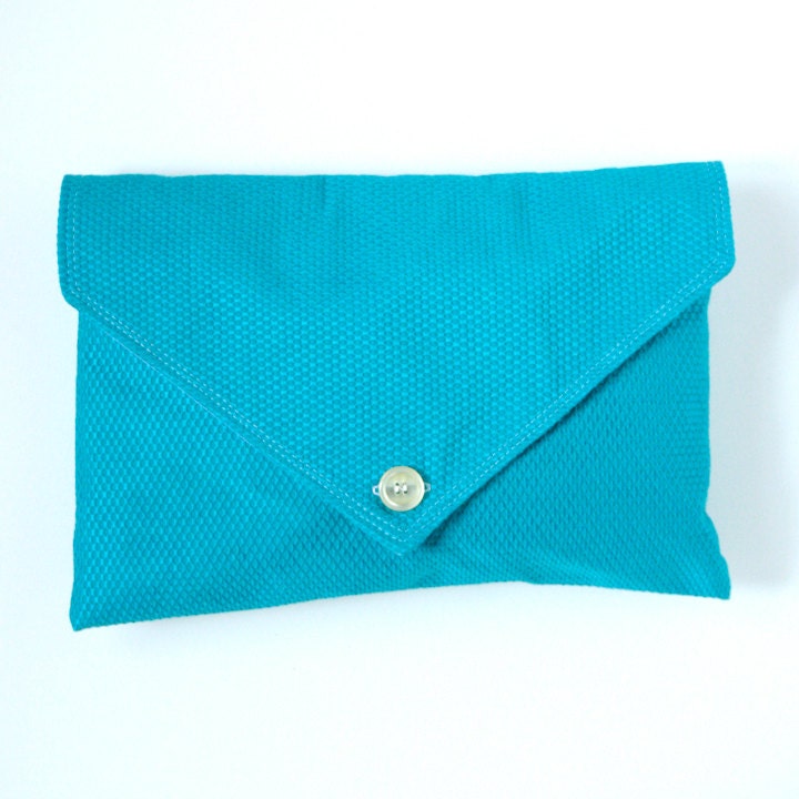 Large Teal Upholstery Fabric Clutch