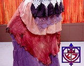 OOAK Leather and Herbal Dyed Silk and Lace Tribal Fusion Belly Dancer layered Wrap around Performance skirt Skirt
