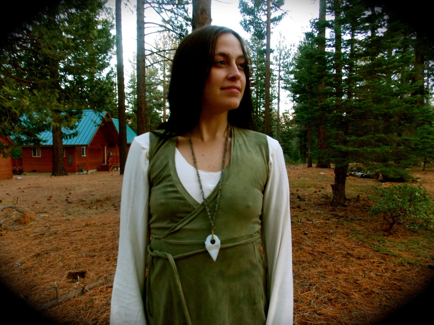 Ready to ship Chandra Long Wrap Vest Organic Hemp and Cotton Dyed with Herbs in Sage Green Ready to ship