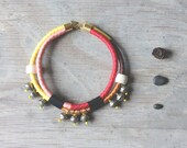 Tribal rope necklace "Matale" /// Bone, metal and glass