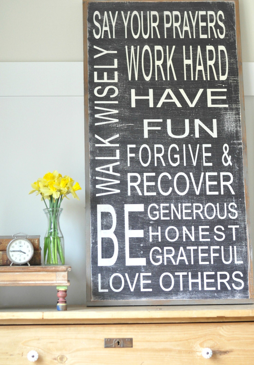 Vertical Black family rules sign (Framed)