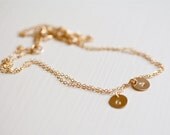 duo chain initial charm necklace - sterling silver or gold filled - simple delicate handmade jewelry by fancy lemon
