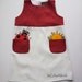 White with vinous color linen - size by height 41"/104 cm for 3-4 years - children party dress - Hand painted