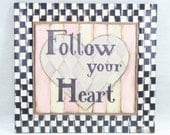 Handpainted Whimsical Wooden Sign Heart Anniversary Wedding Beth Baker Furniture Office Home Decor -- Free Priority Shipping Included