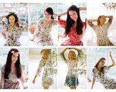 4 custom full length kimono cotton robes or dressing gowns. Your choice of fabric. Long lounge robe. Bridesmaid robe. Gift for her.