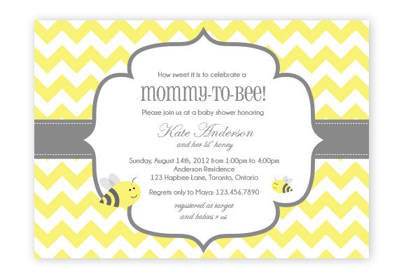 Mommy to Bee, Baby Shower Invitation, Bumblebee, yellow and black, Printable Il_570xn