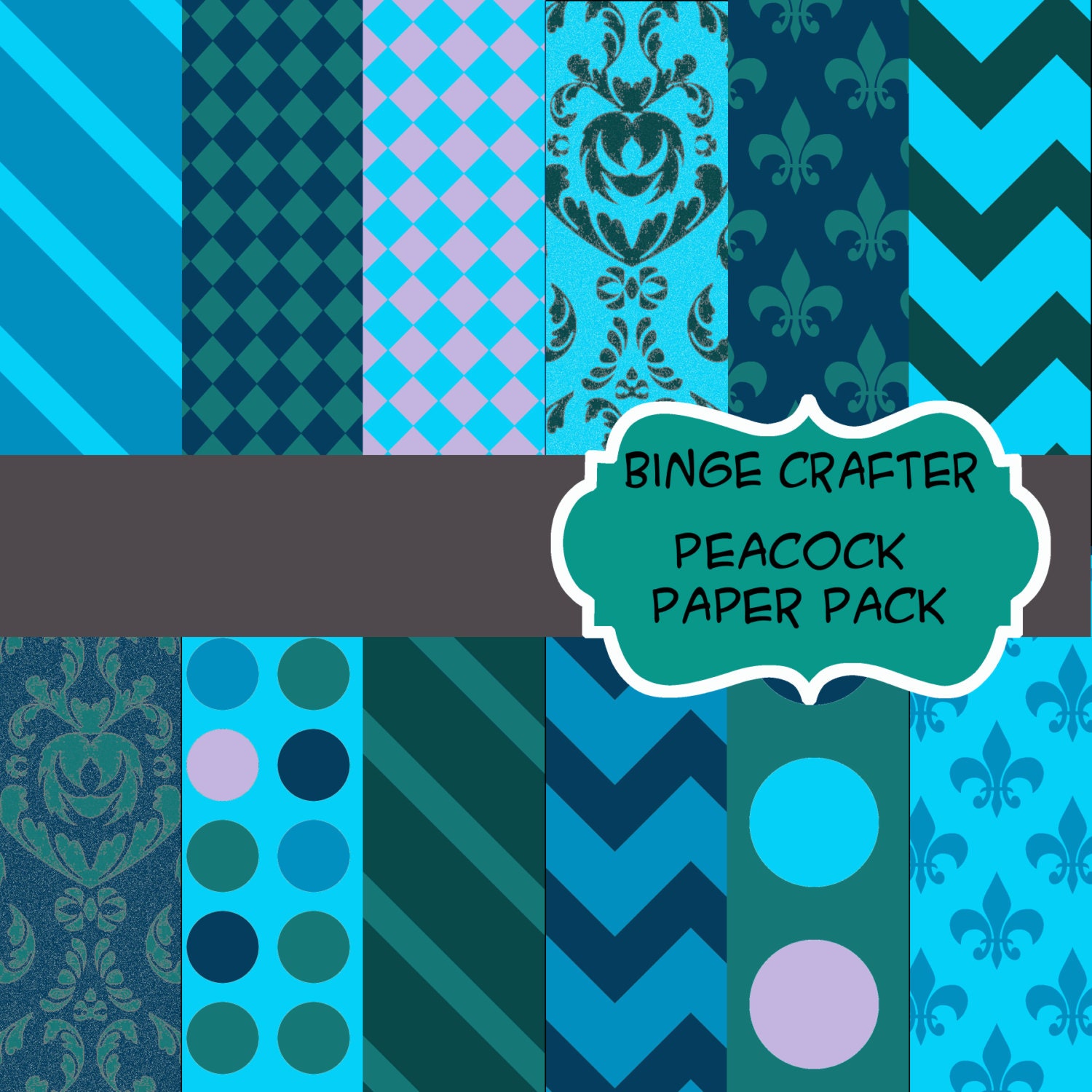 Peacock Inspired Digital Paper Pack- ONLY 3 DOLLARS Il_570xn
