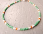 anklet in Aloe Green, Orange and White
