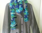Sashay Knitted Ruffle Blues & Turquoise Scarf
