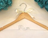 SALE - 5.50 Complete with Bow NATURAL Finish Personalized Wood Wedding Dress Hanger ANY Name, Wedding Date, Mrs. Your Name, Bride, I Do