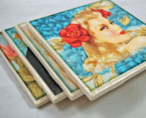 BEAUTIFUL WOMEN Coasters  - Father's Day Gift - Lovely Ladies Coasters - Beauties from the 1940s and Before